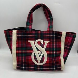 Victorias Secret Plaid Sherpa Toe Bag Limited Edition